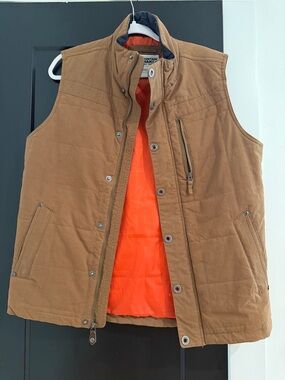 Mountain Khakis Brown Quilted Vest with Orange Interior